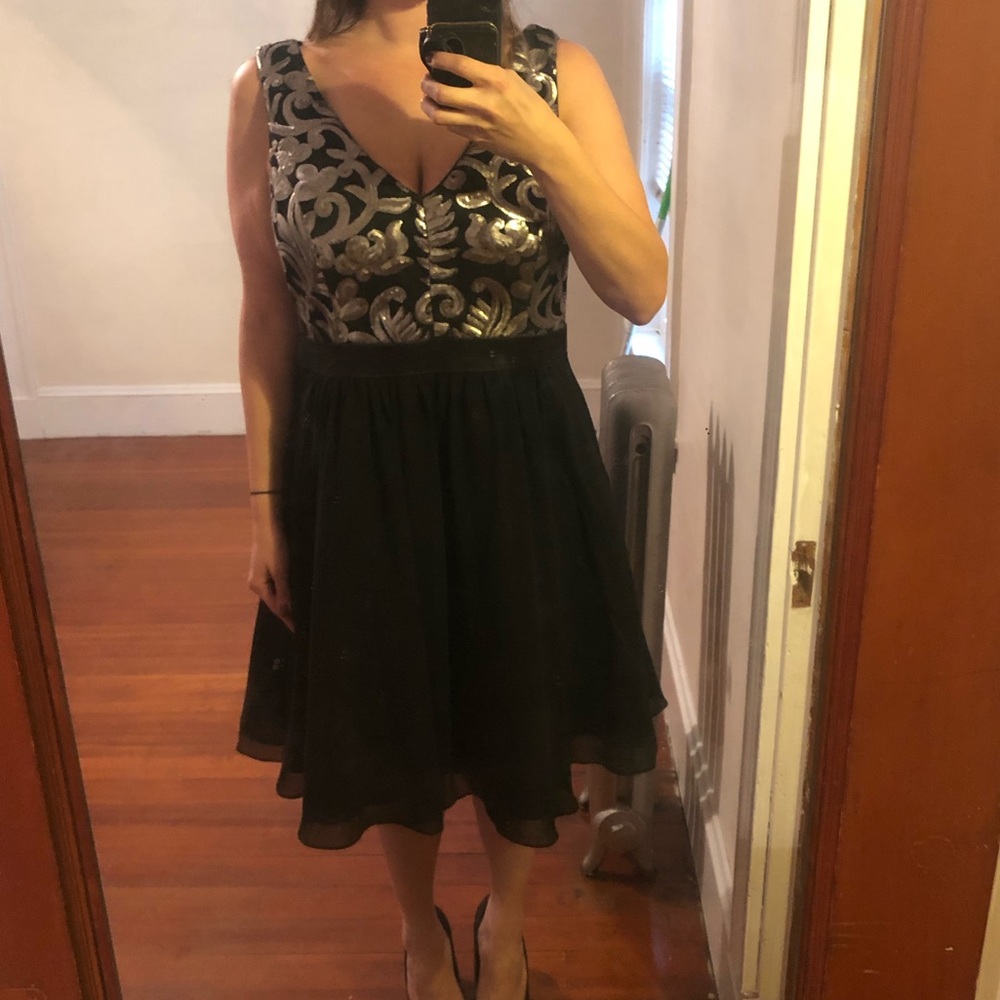 Black and gold/sequin dress | City Chic Size M